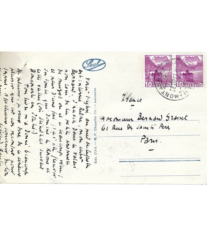 BAUËR Gérard, essayiste et critique. C. postale autographe ( E 10512)