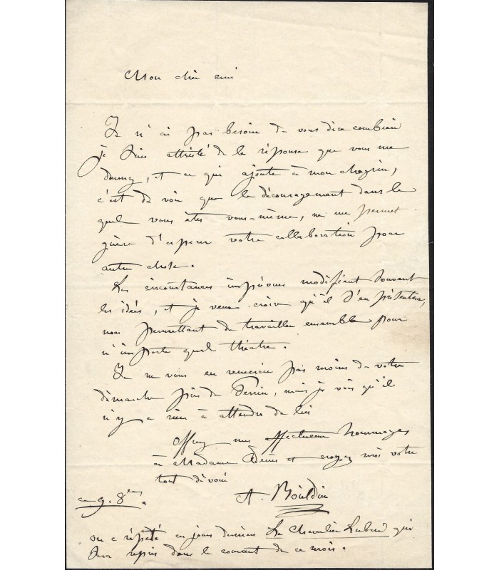 BOÏELDIEU Louis-Adrien, compositeur. Lettre autographe (G 5637)