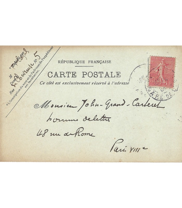 CAZALS Frédéric-Auguste. Peintre et écrivain. Carte postale autographe (G 5642)