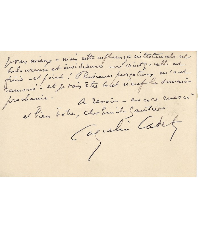 COQUELIN CADET, comédien. Carte autographe (G 5640)