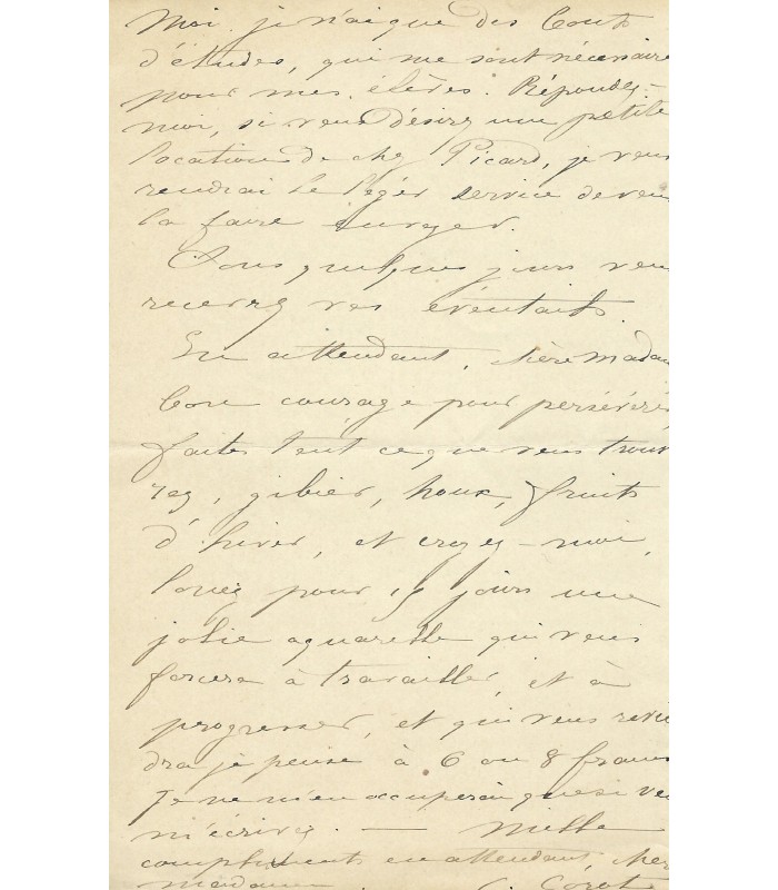 COROT Charlotte, aquarelliste. Lettre autographe (G 3215)