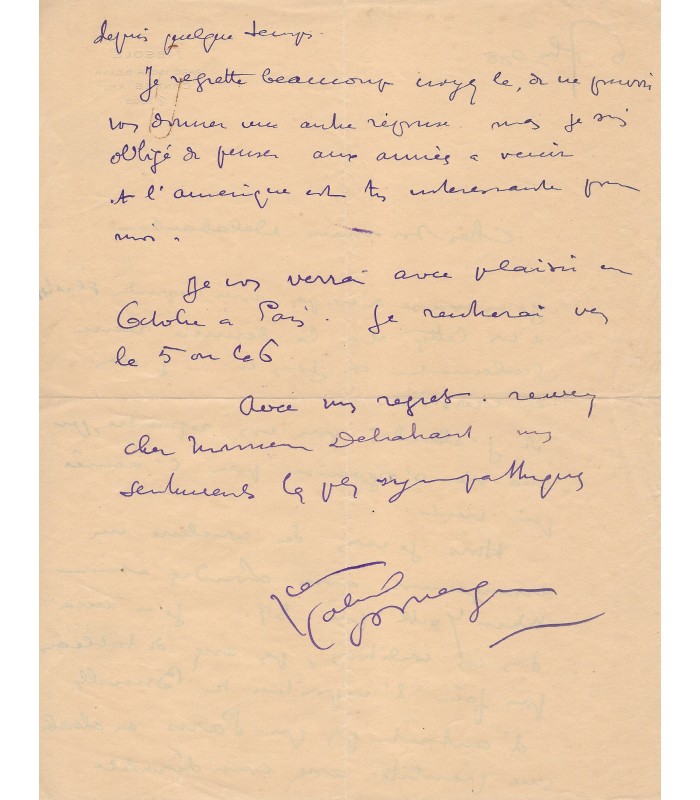 DOMERGUE Jean-Gabriel, peintre. Lettre autographe (G 5339)