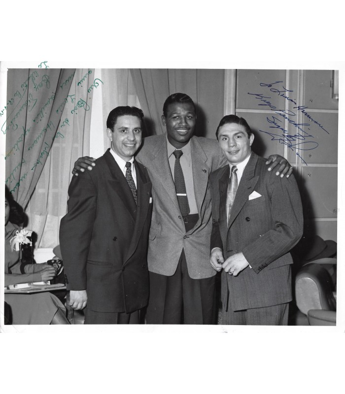 FAMECHON, ROBINSON, boxeur français et boxeur américain. Photographie signée et dédicacée (G 1139)