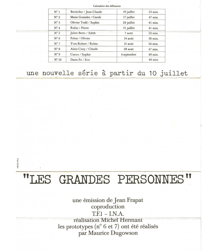 FRAPAT Jean, producteur artistique. Document avec envoi A.S. (E 10494)