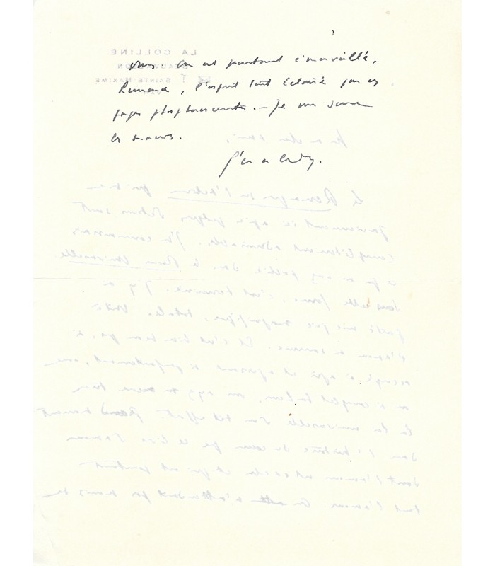 GERALDY Paul, écrivain. Lettre autographe (E 10522)