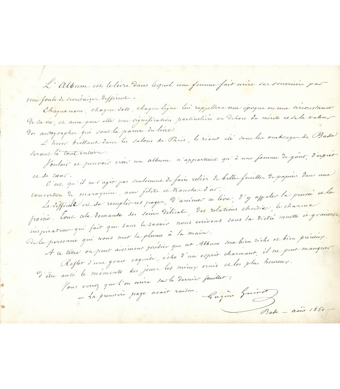 GUINOT Eugène, écrivain, dramaturge. Manuscrit autographe (E 10101)