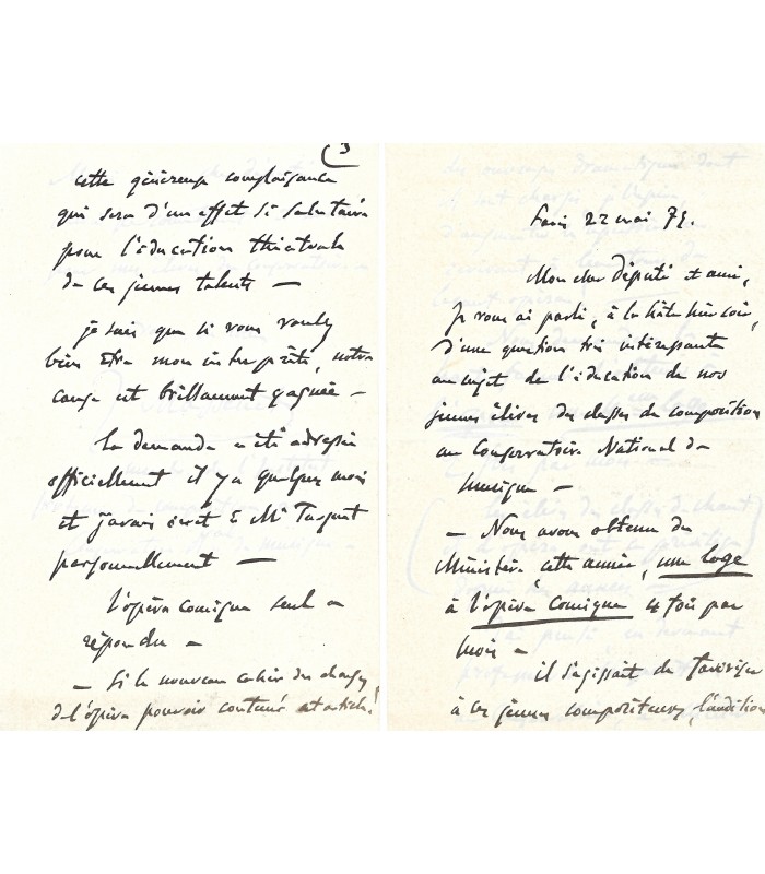 MASSENET Jules, compositeur. Lettre autographe (G 5455)