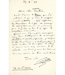 PALADHILE Emile. Compositeur. Lettre autographe à A. Taskin (G 628)