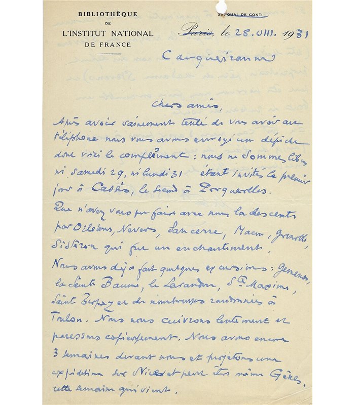 DOUKING Tristan. En-tête de L'Institut de France