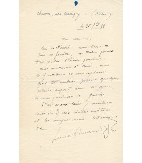 RENARD Jules. Ecrivain. Lettre autographe (G 5632)