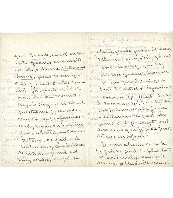 SAND George, romancière. Lettre autographe au directeur de l'Odéon, Félix Duquesnel (G 3882)