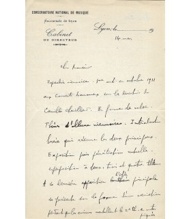 SCHMITT Florent, compositeur. Lettre autographe (G 3111)