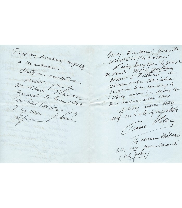 VERON Pierre, écrivain. Lettre autographe (E 10549)