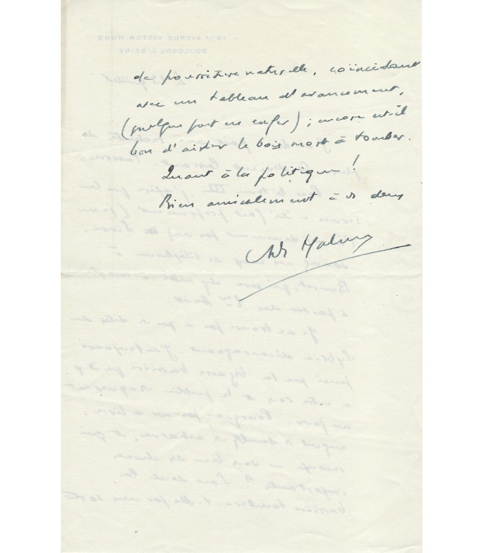 MALRAUX André, écrivain, homme politique. Lettre autographe (G 3860)