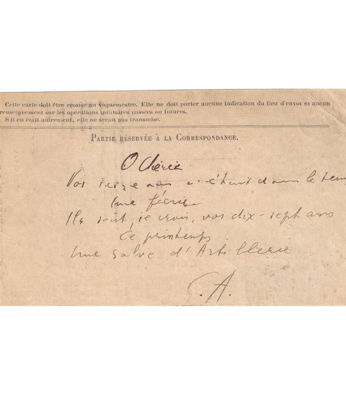 Apollinaire Guillaume Poete Carte Autographe Grande Guerre Voeux D Anniversaire A Cheriane Ref G 3697 Apollinaire Guillaume Poete Carte Autographe Grande Guerre Voeux D Anniversaire A Cheriane Ref G 3697