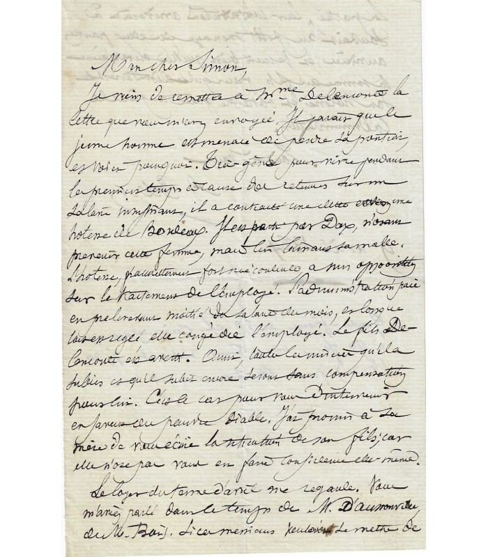 CORBON Claude Anthine. Homme politique. Lettre autographe à Jules Simon, 1864 (Réf. G 2718)