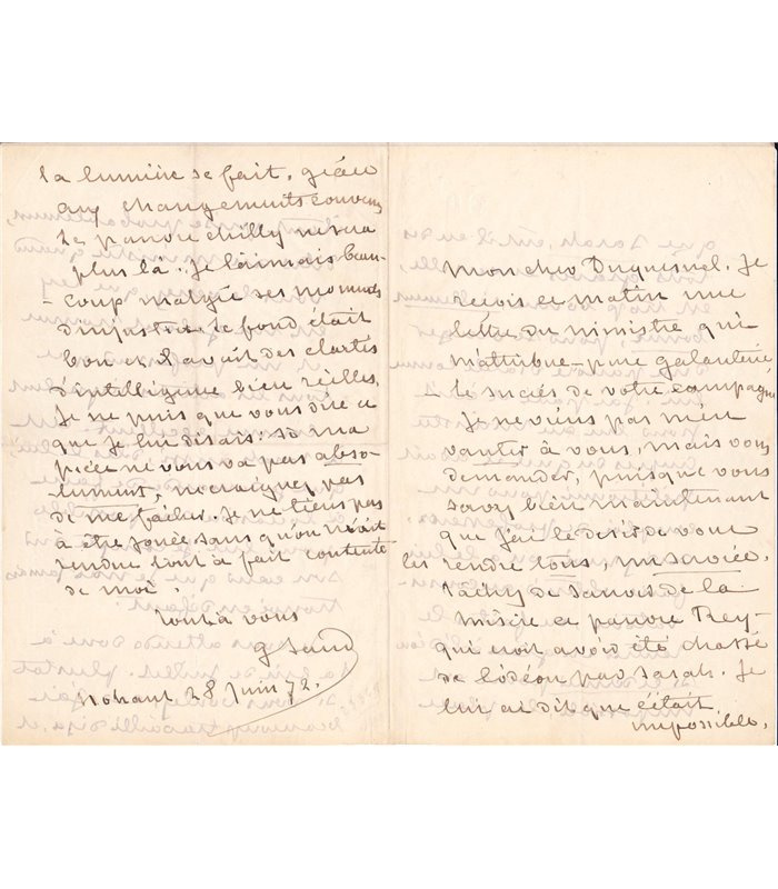 SAND George, Belle lettre au directeur de L'Odéon