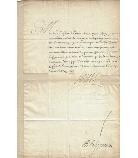 LOUIS XIV. Roi de France. Lettre signée (secrétaire), 1697 (Réf. G 5448)