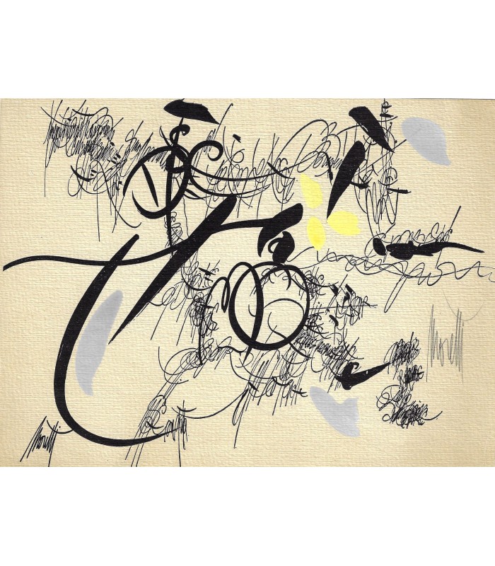 MORETTI Raymond. Peintre et sculpteur. Dessin, encre de chine et gouache, signé. (BL 5042)