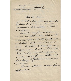 SECHE Alphonse. Poète, journaliste, directeur de théâtre. Lettre autographe (Réf. G 64)