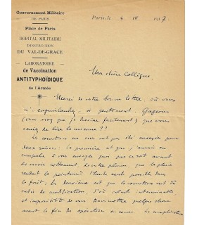 VLES Fred. Biologiste et physicien. Lettre autographe à une collègue (Réf. G 1809)