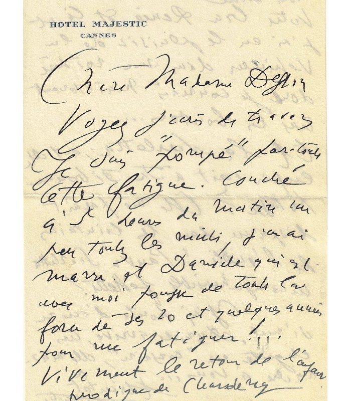 TOUCHAGUES Louis. peintre, décorateur. 2 lettres autographes à Mme Desson, 21 août 1953 et sans date (Réf. E 10208)