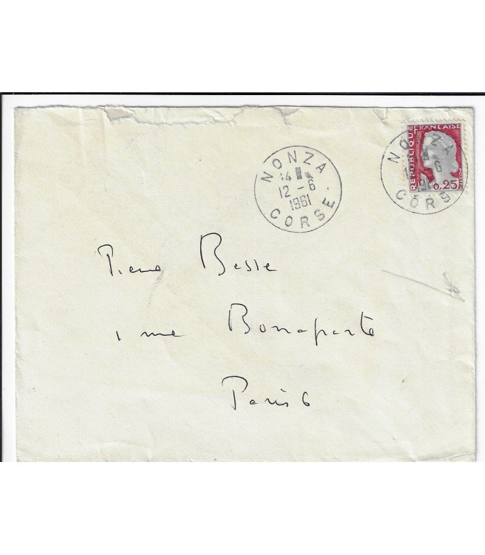 FINI Léonor.Peintre surréaliste. Lettre autographe, (Corse) 11 juin 1961 (Réf. G 3163)