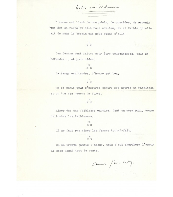 GERALDY Paul, écrivain. Manuscrit dactylographié S. (G 4406)