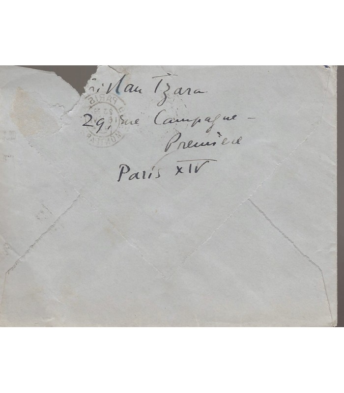 TZARA Tristan. Ecrivain, fondateur du mouvement Dada. Lettre autographe (G 4277)