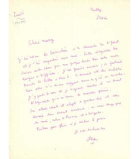 COCTEAU Jean. Ecrivain, poète, cinéaste, peintre. Lettre à Mary Hoeck, novembre 1952 (Réf. G 5660)