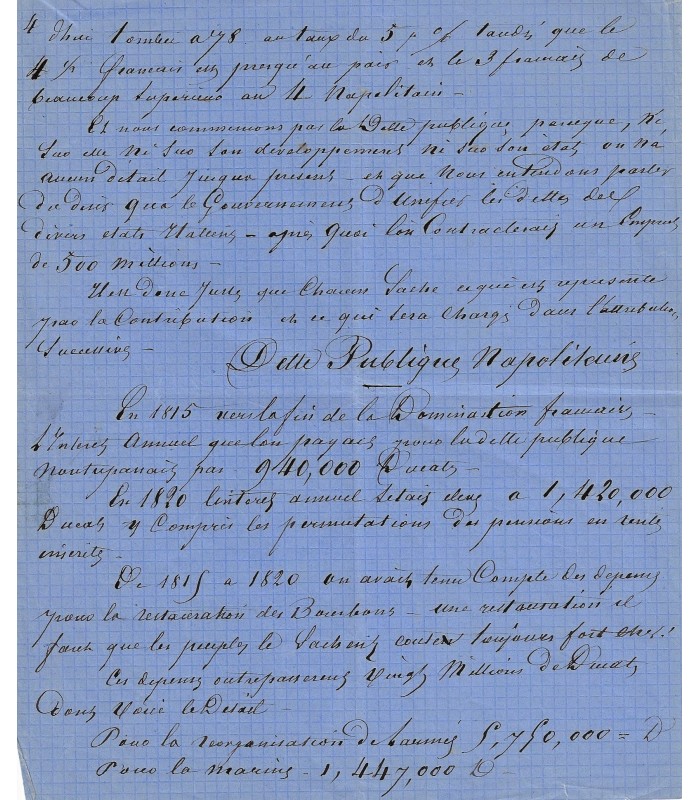 DUMAS Alexandre père. Ecrivain. Manuscrit autographe sur la politique à Naples vers 1862