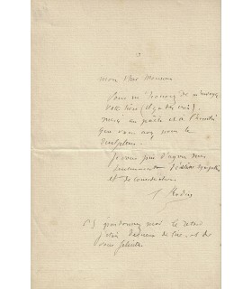 RODIN Auguste. Sculpteur. Lettre autographe à un poète (Réf. G 3546)