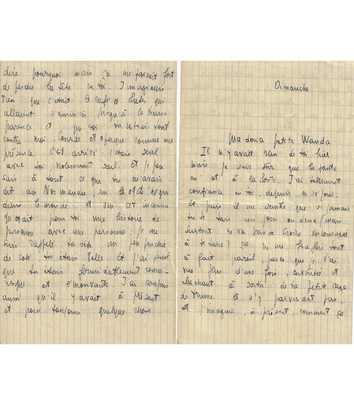 SARTRE Jean-Paul. Philosophe et écrivain. Lettre autographe à Wanda Kosakiewicz, 1940 (G 3430)