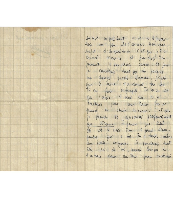 SARTRE Jean-Paul. Philosophe et écrivain. Lettre autographe à Wanda Kosakiewicz, 1940 (G 3430)