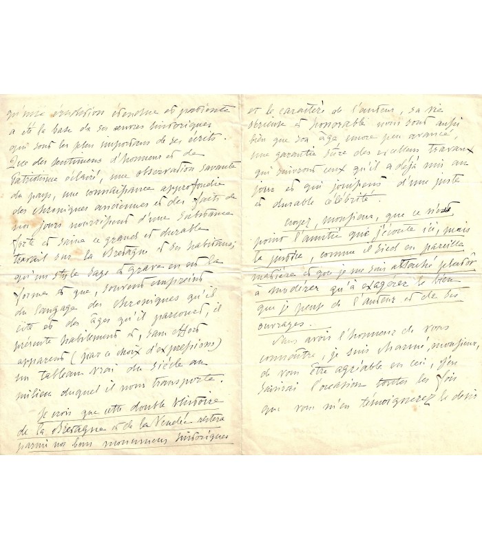 VIGNY Alfred de. Poète. Lettre autographe, 19 avril 1847, au marquis de Torcy (Réf. G 5825)