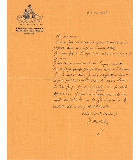 MAC ORLAN Pierre, écrivain. Lettre autographe (G 5899).