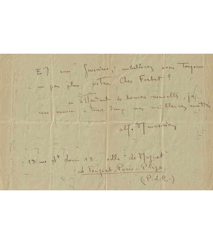 MANESSIER Alfred. Peintre abstrait. Lettre autographe (G 5934)