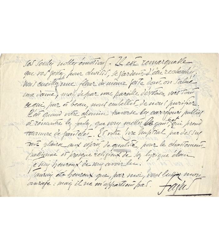FAGUS Georges, poète. Lettre autographe (G 4217)