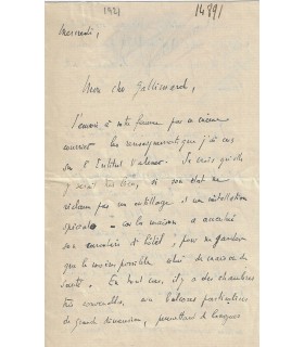 ROMAINS Jules. Ecrivain. Lettre autographe à l'éditeur Gallimard (G 5917)