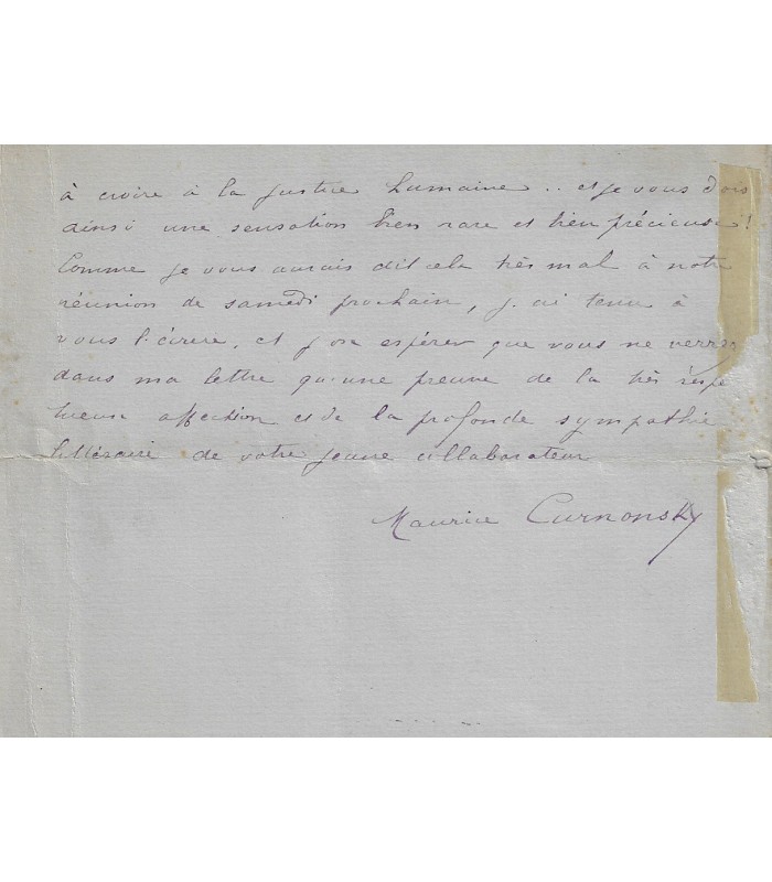 CURNONSKY (Maurice). Ecrivain, journaliste, "le Prince des Gastronomes". Lettre autographe (G 5871)