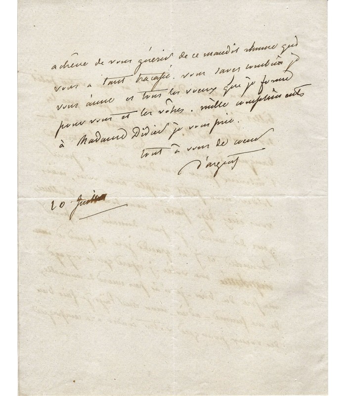 ARGOUT (Antoine, comte d'). Homme politique et Pair de France. Lettre autographe (G 592).
