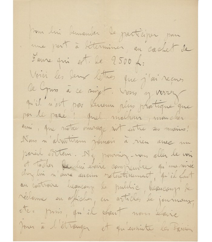 GODARD (Benjamin). Compositeur et chef d'orchestre. Lettre autographe (G 5956)