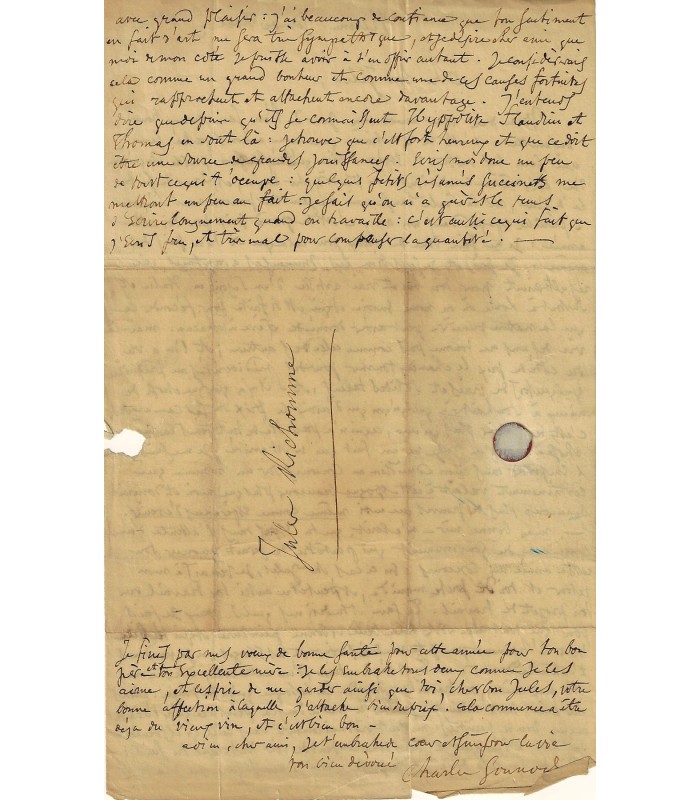 GOUNOD Charles. Compositeur. Lettre autographe au peintre Richomme, 25 décembre (1845) (Réf. G 4834)