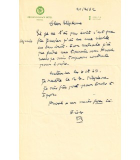 POULENC Francis. Compositeur.  Lettre autographe à Stéphane AUDEL, 20 février 1962 (Réf. G 3854)