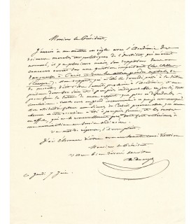 DUNOYER Charles, économiste et conseiller d'état. Lettre autographe (G 441)