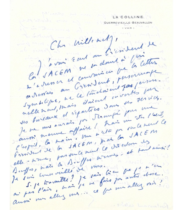 GERALDY Paul, écrivain. Lettre autographe (G 5889)