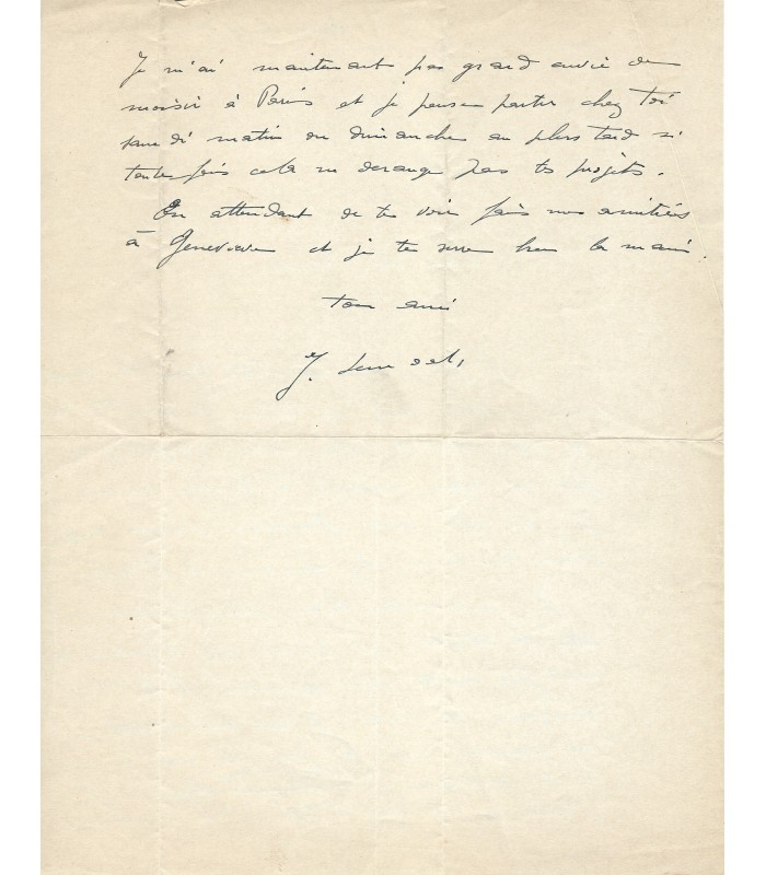 LE MOAL Jean, peintre. Lettre autographe (G 5932)