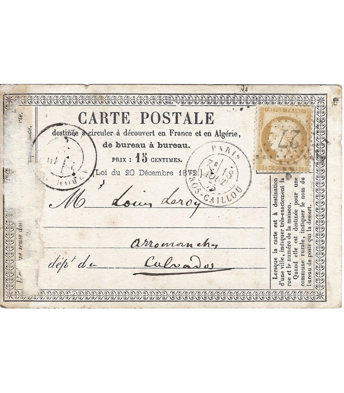 ALTAROCHE Agénor, écrivain, chansonnier et homme politique. Carte postale autographe (G 5649)