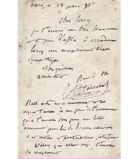 ALTAROCHE Agénor, écrivain, chansonnier et homme politique. Carte postale autographe (G 5649)