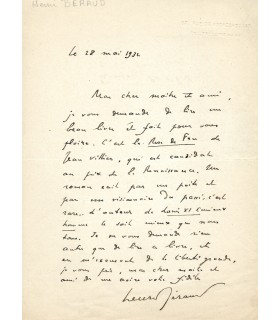 BERAUD Henri, écrivain et journaliste. Carte-lettre autographe (G 5652)